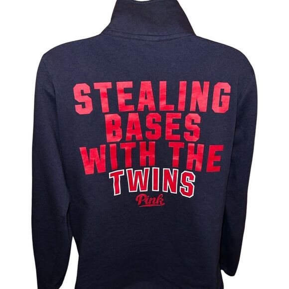Women’s MLB MN Twins PINK Collaboration Light Weight 1/4 Zip Hoodie Size Small - Picture 5 of 5